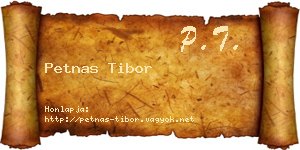Petnas Tibor névjegykártya